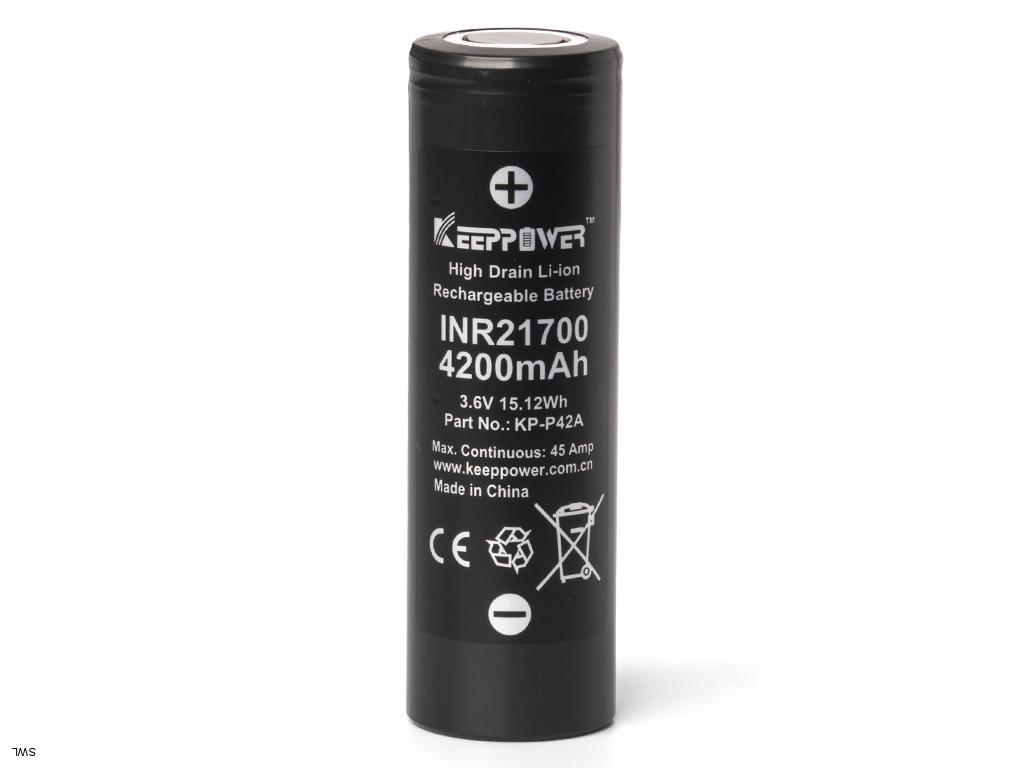 Keeppower / Molicel INR21700-P42A, 4200mAh 30A bis max. 45A Li-ion-Akku, 3,6V - 3,7V
